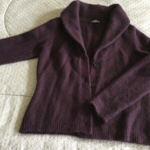 Ann Taylor aubergine sweater cardigan, excellent condition. Size L.